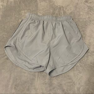Silver Nike running shorts